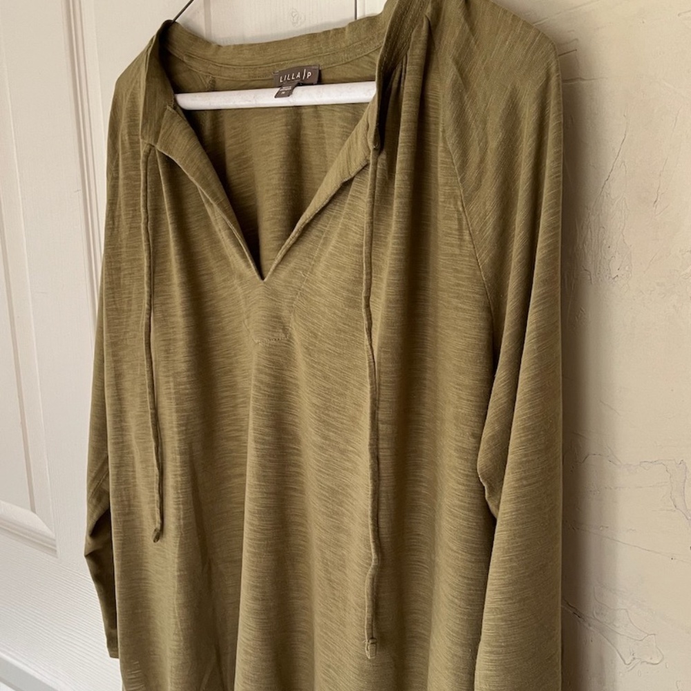 Lilla P slub knit long-sleeve top in Matcha